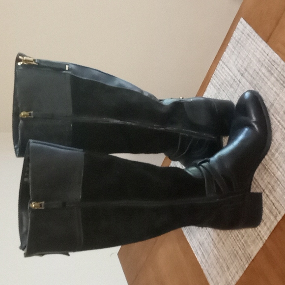 Franco Sarto "Lapis" Black Leather & Suede Look Knee High Boots in Size 7M - Picture 4 of 11